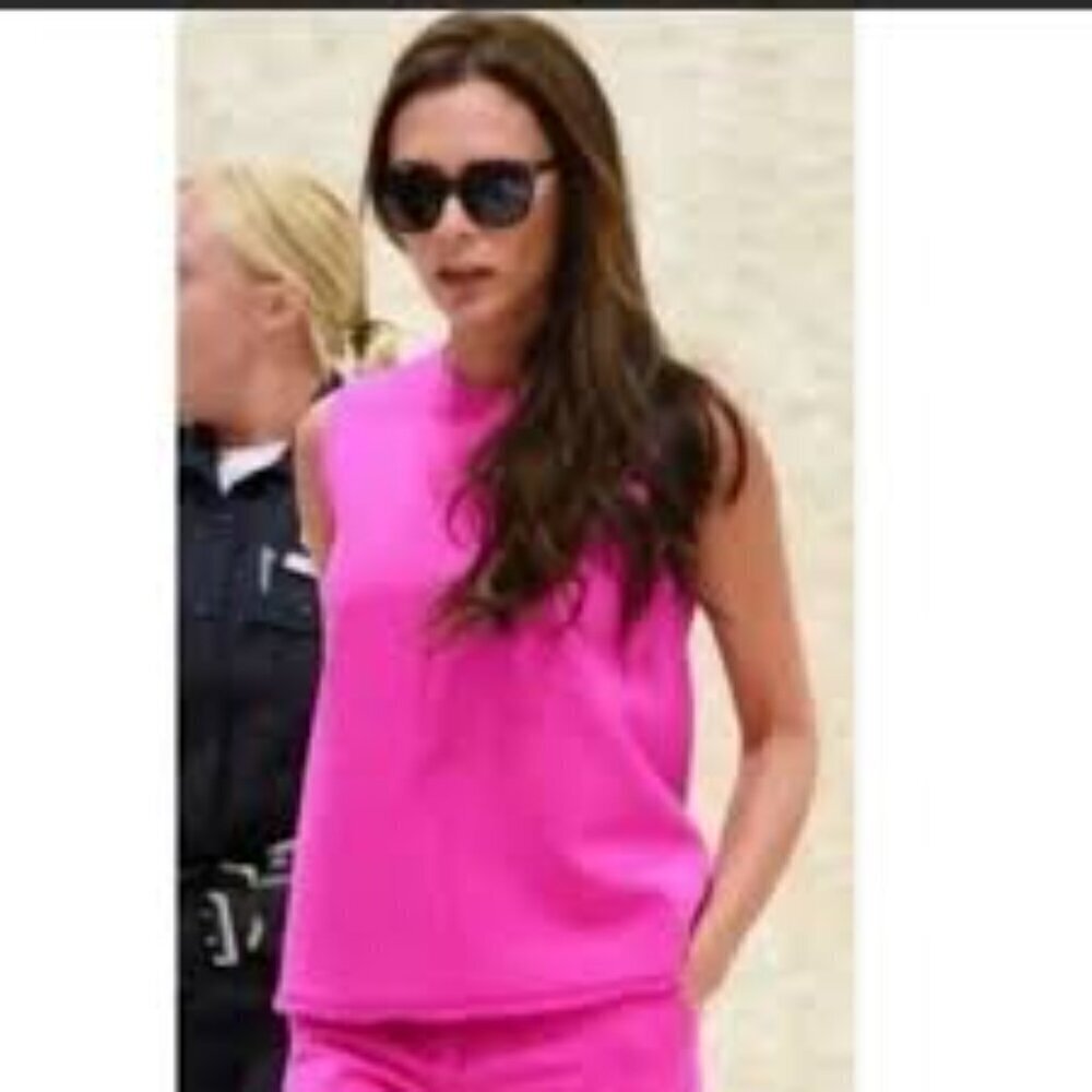 Victoria Beckham For Target Fuchsia Pink Sleeveless Blouse Size 3x- Nwt's
